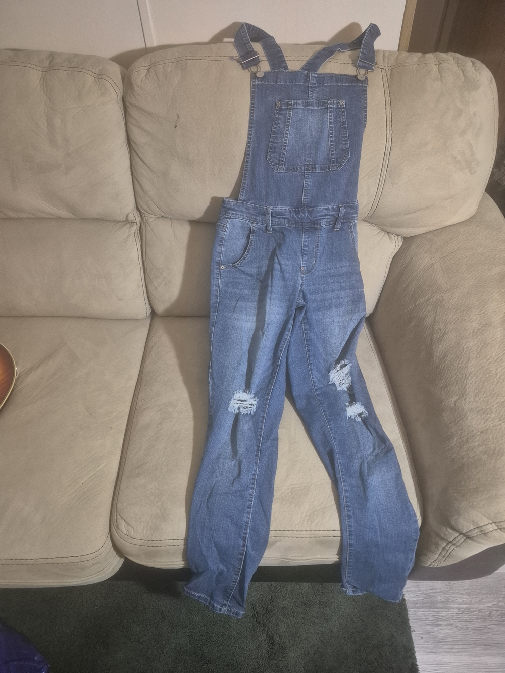 Wallflower Distressed Blue Denim Women's Overalls
